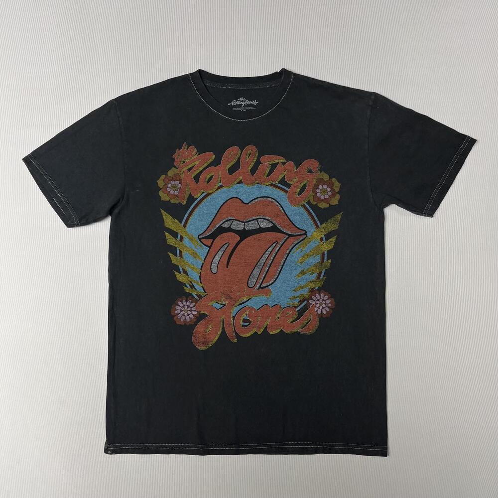 Rolling Stones Shirt Mens L Black Tongue Logo Graphic Tee Band Rock Music